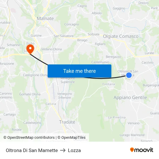 Oltrona Di San Mamette to Lozza map
