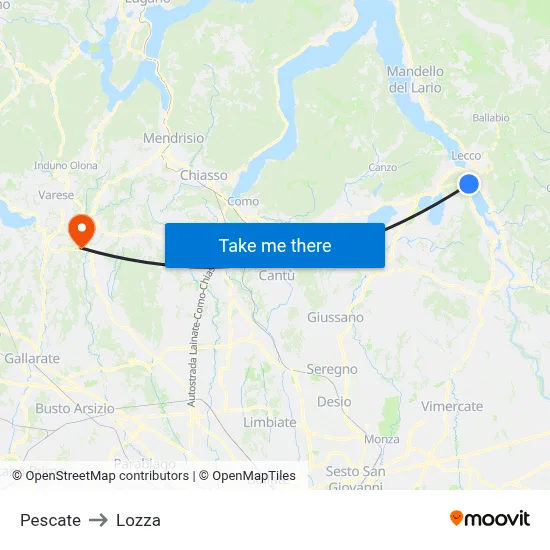 Pescate to Lozza map