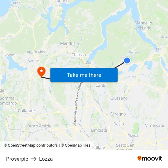 Proserpio to Lozza map