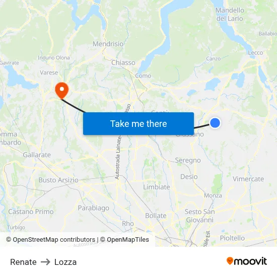 Renate to Lozza map
