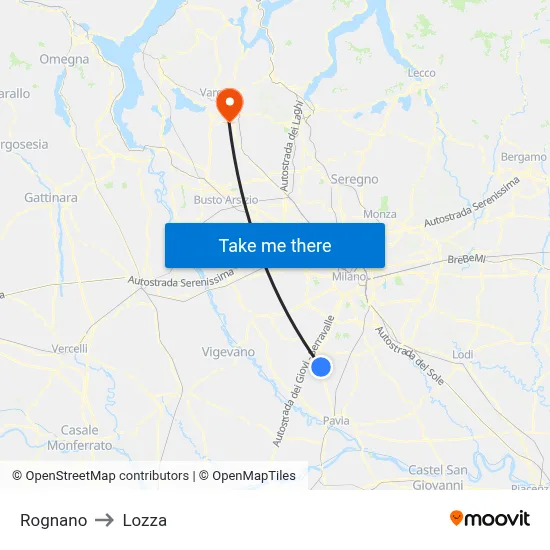Rognano to Lozza map