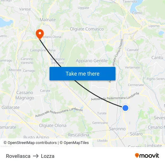 Rovellasca to Lozza map