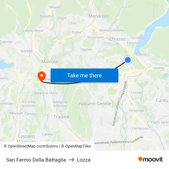 San Fermo Della Battaglia to Lozza map