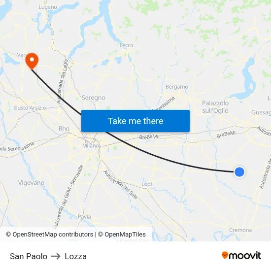 San Paolo to Lozza map