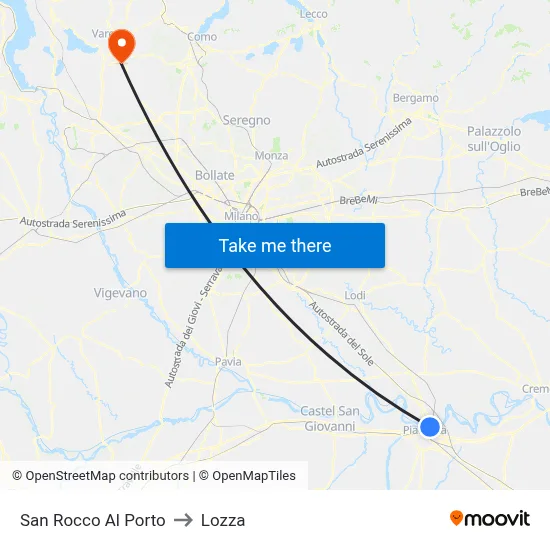 San Rocco Al Porto to Lozza map
