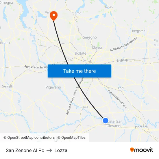 San Zenone al Po to Lozza map