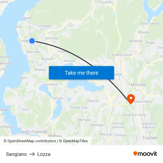 Sangiano to Lozza map