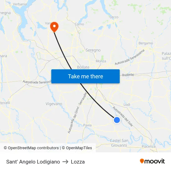 Sant' Angelo Lodigiano to Lozza map