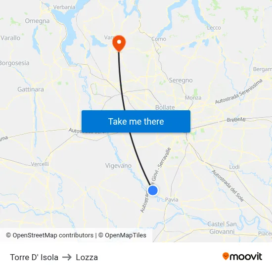 Torre D' Isola to Lozza map