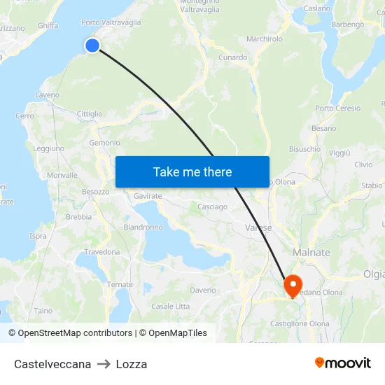 Castelveccana to Lozza map