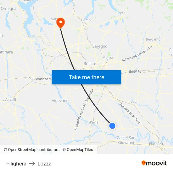 Filighera to Lozza map