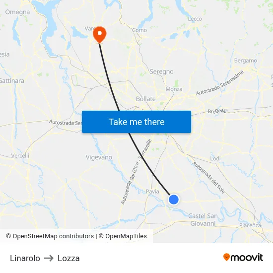 Linarolo to Lozza map