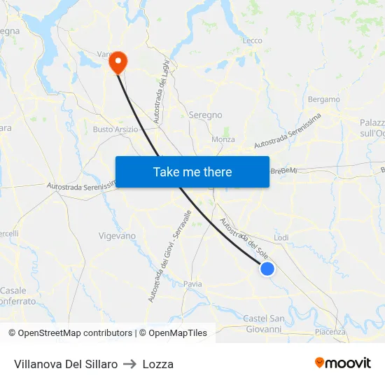 Villanova Del Sillaro to Lozza map