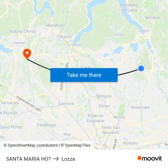 Santa Maria Ho? to Lozza map