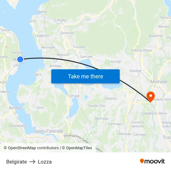 Belgirate to Lozza map