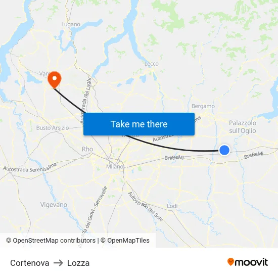 Cortenova to Lozza map