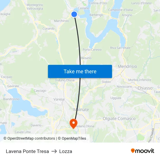 Lavena Ponte Tresa to Lozza map