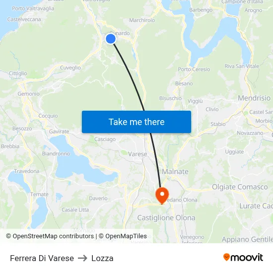Ferrera Di Varese to Lozza map