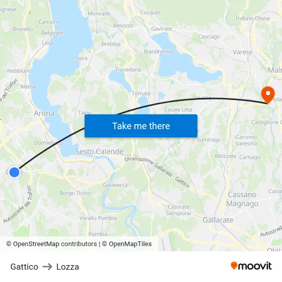 Gattico to Lozza map