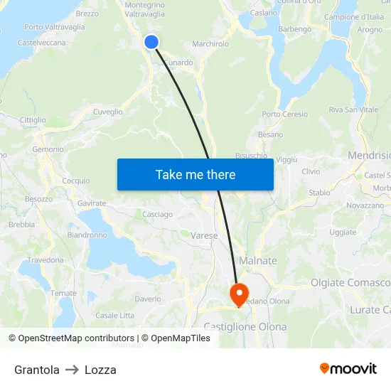 Grantola to Lozza map