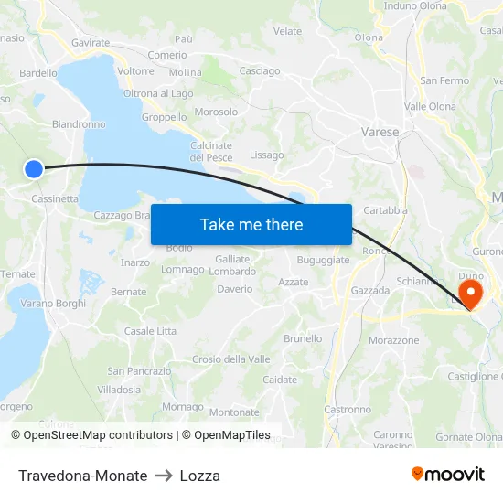 Travedona-Monate to Lozza map