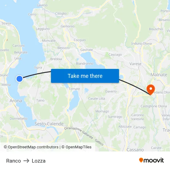 Ranco to Lozza map