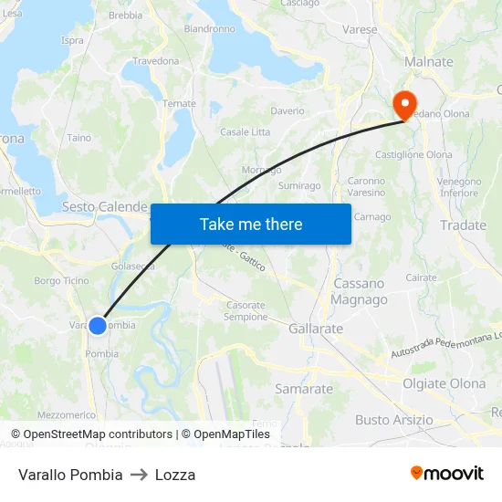 Varallo Pombia to Lozza map