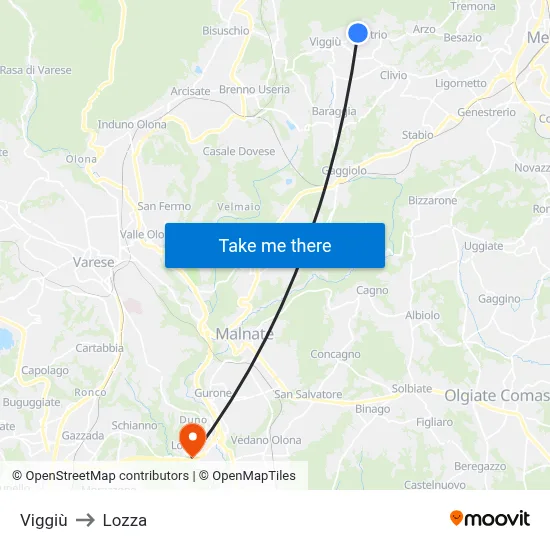 Viggiù to Lozza map