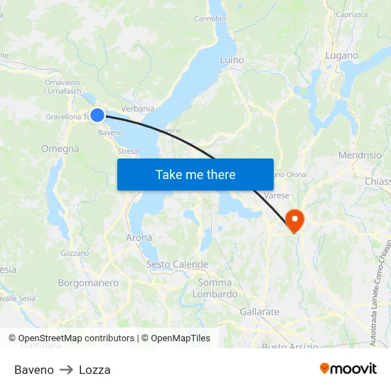 Baveno to Lozza map