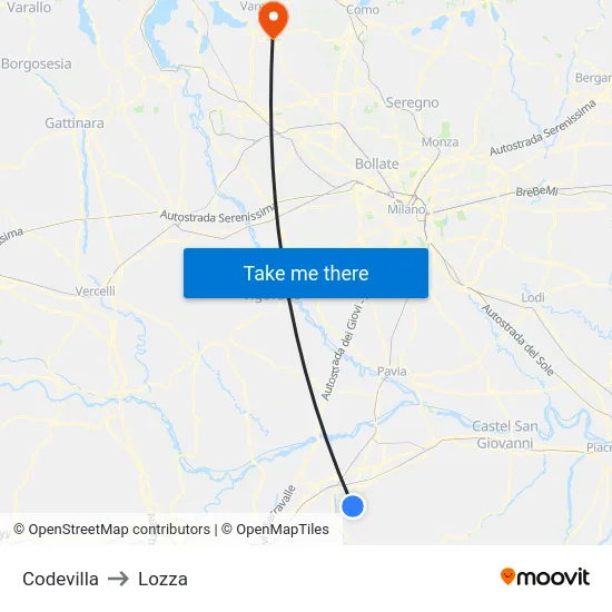 Codevilla to Lozza map