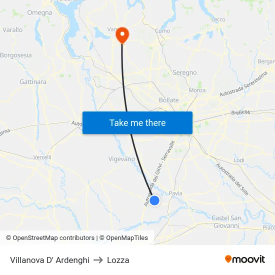 Villanova d'Ardenghi to Lozza map