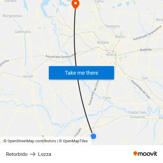 Retorbido to Lozza map