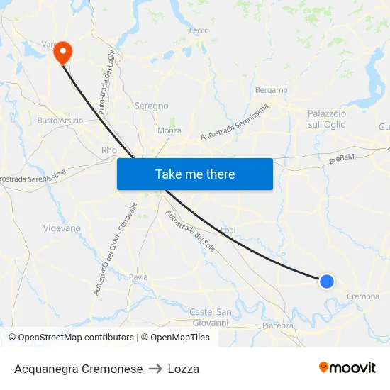 Acquanegra Cremonese to Lozza map