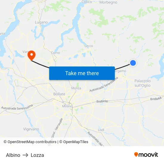 Albino to Lozza map