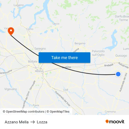 Azzano Mella to Lozza map