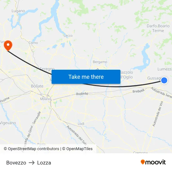 Bovezzo to Lozza map