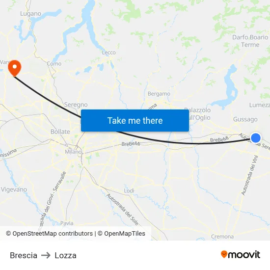 Brescia to Lozza map