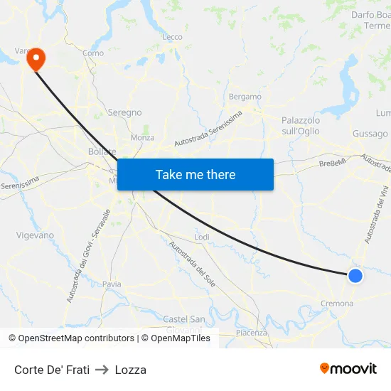 Corte de' Frati to Lozza map
