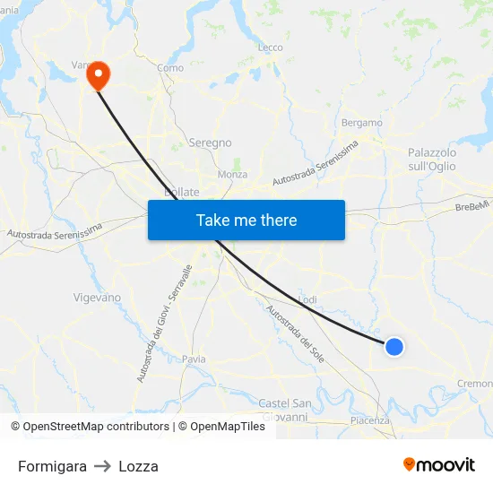Formigara to Lozza map