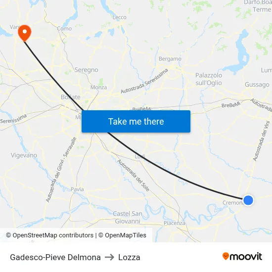 Gadesco-Pieve Delmona to Lozza map