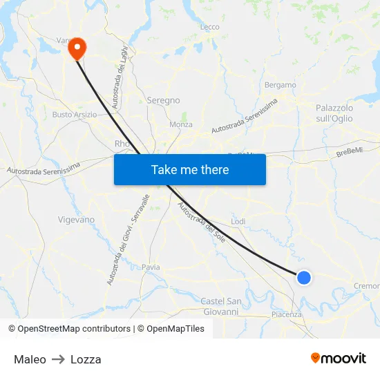 Maleo to Lozza map