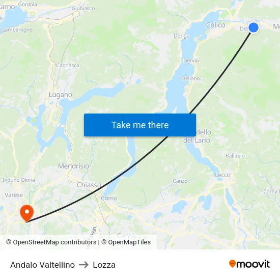 Andalo Valtellino to Lozza map