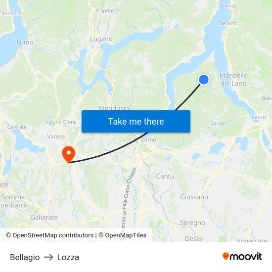 Bellagio to Lozza map