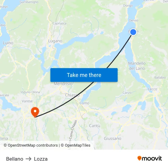 Bellano to Lozza map