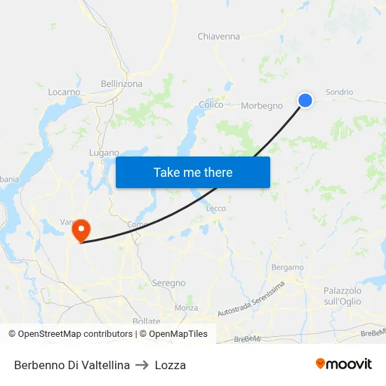 Berbenno Di Valtellina to Lozza map