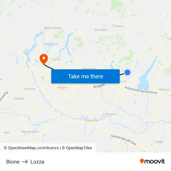 Bione to Lozza map