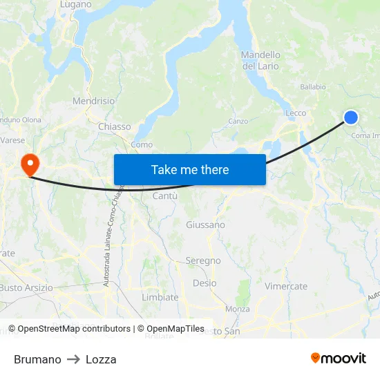 Brumano to Lozza map