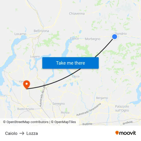 Caiolo to Lozza map