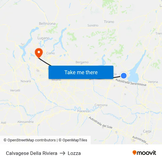 Calvagese Della Riviera to Lozza map