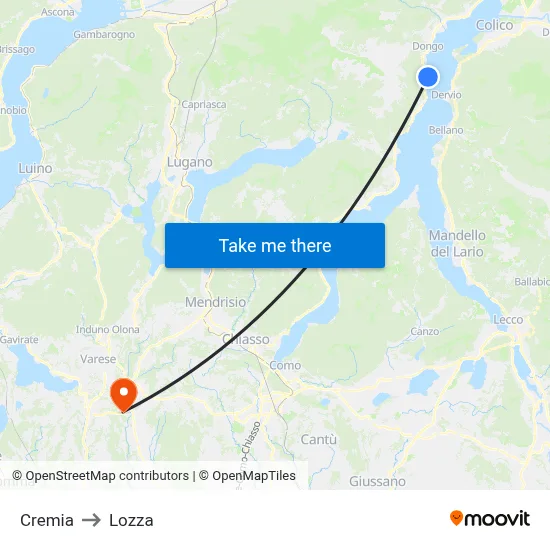 Cremia to Lozza map